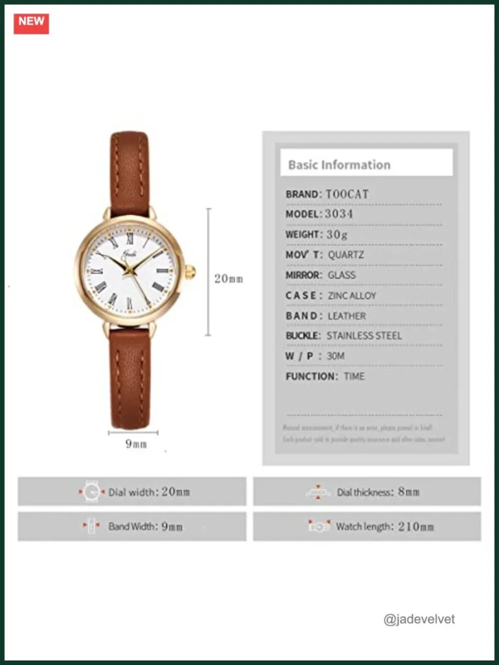 Womens Wrist Watch Leather Quartz Ultra-Thin Analog Waterproof